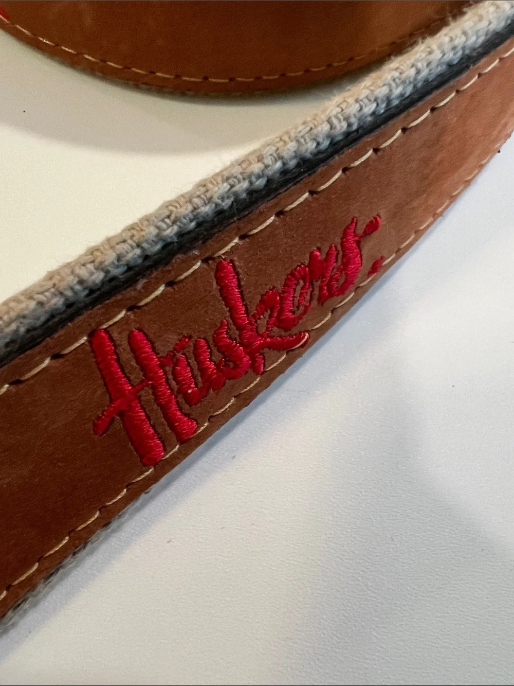 Husker - Leather, Knit Canvas Men's Belt, embroidered